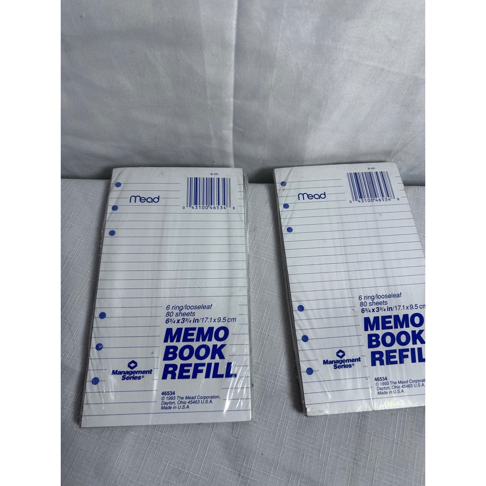 Mead Memo Book Refill 2-Pack 6 3/4 x 3 3/4 White 6-Ring Looseleaf 80 Sheets